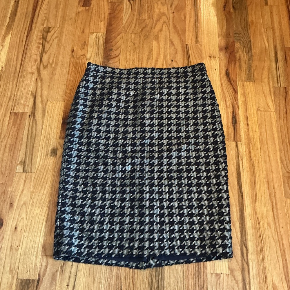 Ann Taylor Houndstooth Sparkle Pencil Skirt in Dark Navy and Gray